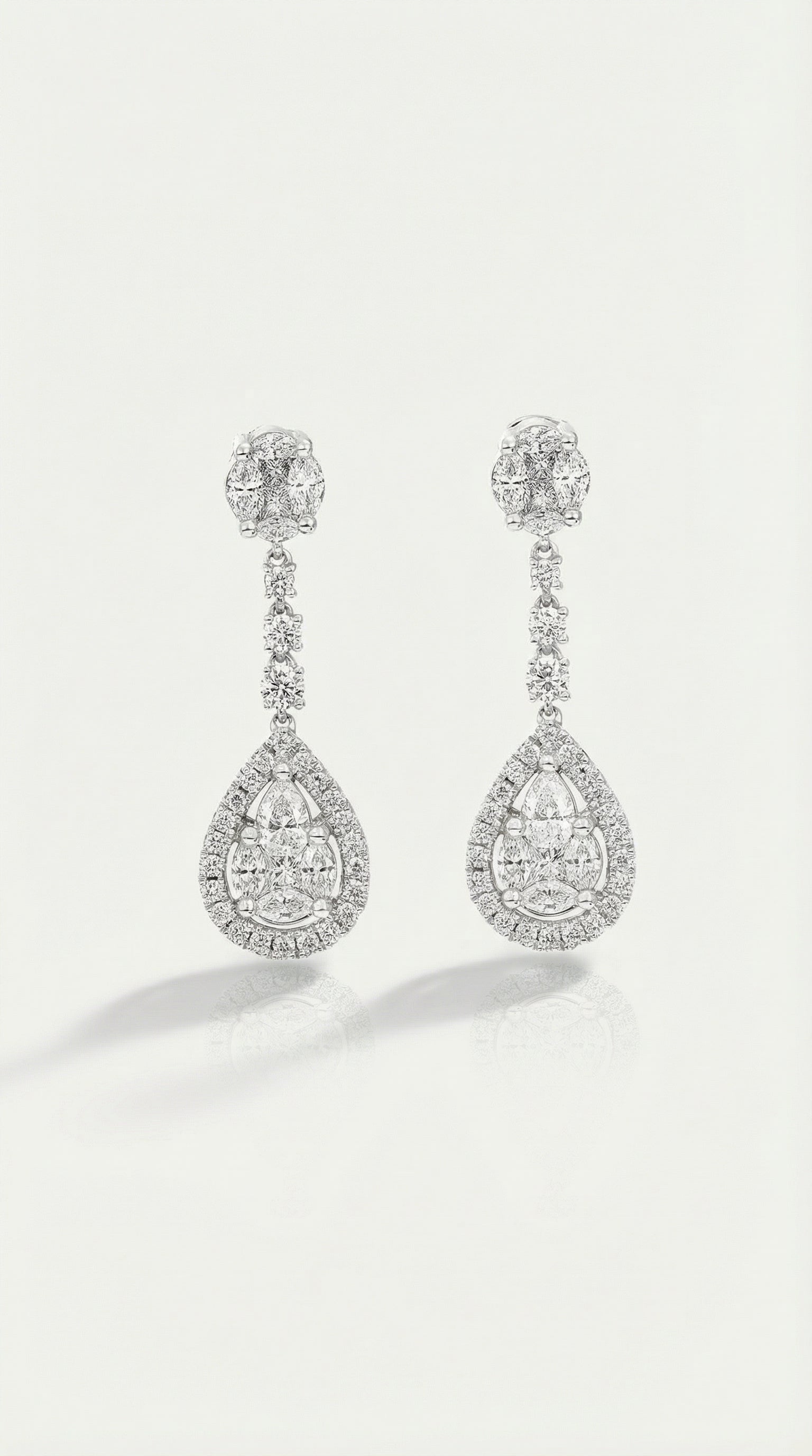 Levendi Signature Classic Invisible Set Diamond Drops Earrings