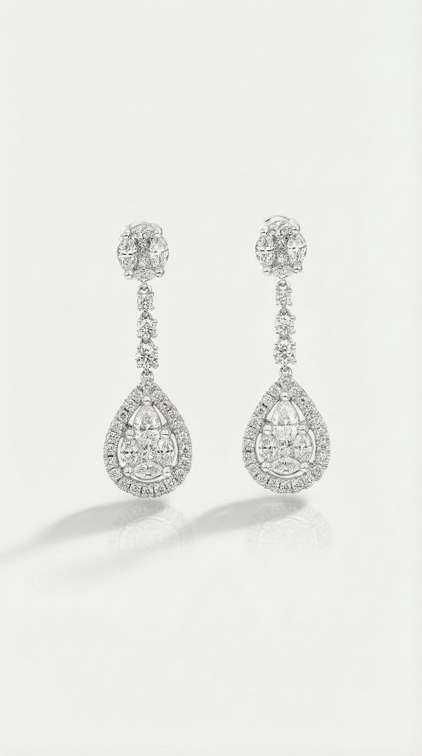 Levendi Signature Classic Invisible Set Diamond Drops Earrings — Levendi Jewellers