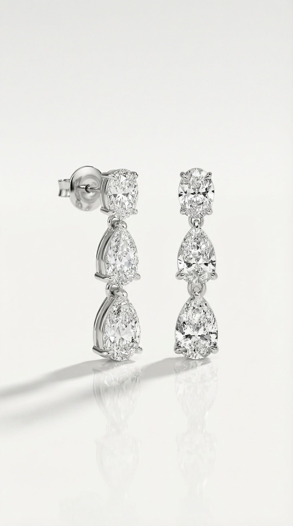 White Gold Pear and Oval Diamond Drop Earrings — Levendi Jewellers