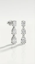 White Gold Pear and Oval Diamond Drop Earrings