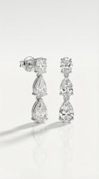 White Gold Pear and Oval Diamond Drop Earrings — Levendi Jewellers