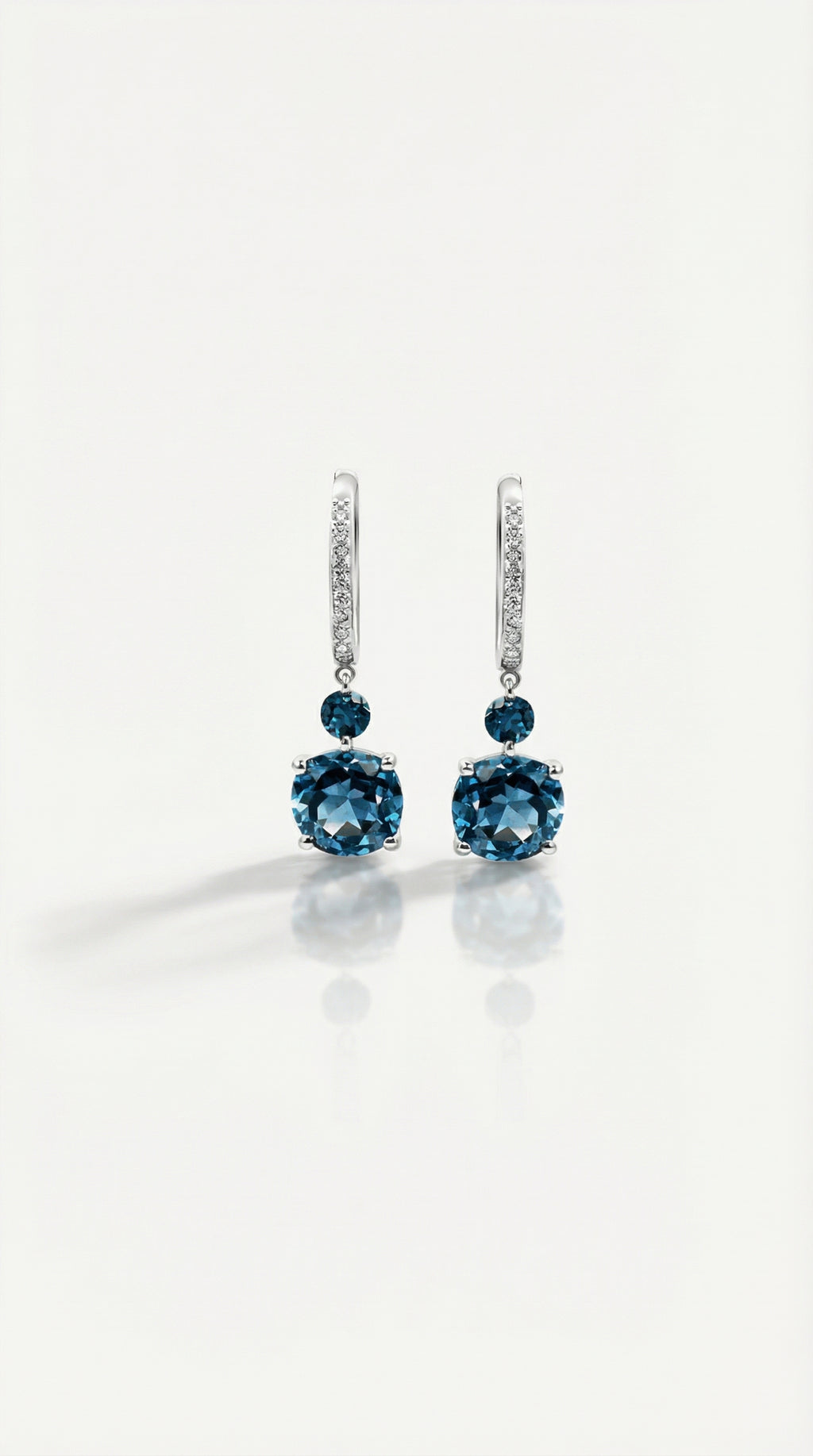 London Blue Topaz & Diamonds Drop Earrings — Levendi Jewellers
