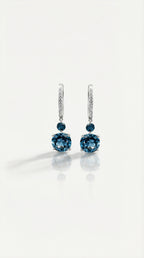 London Blue Topaz & Diamonds Drop Earrings — Levendi Jewellers