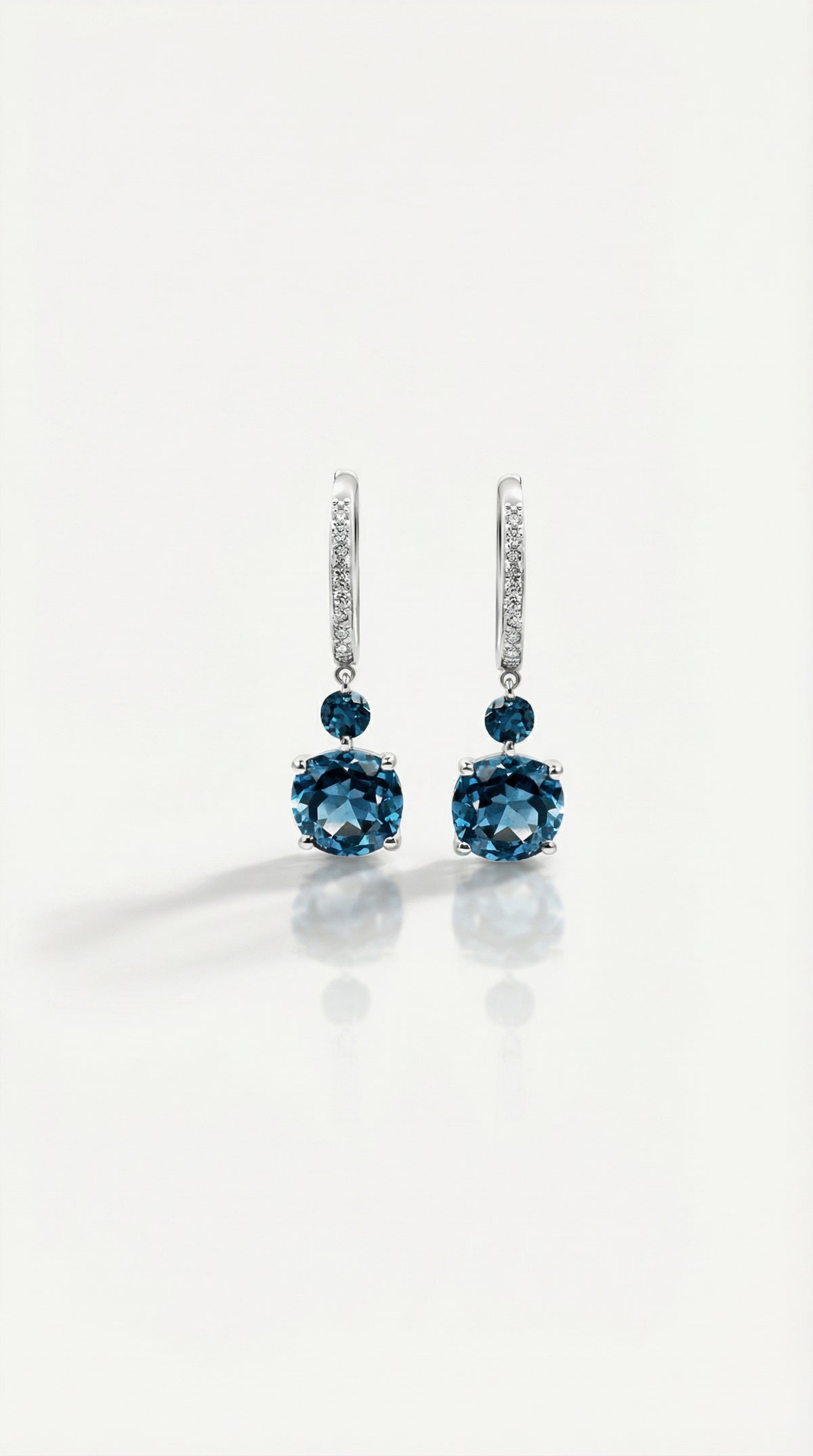 London Blue Topaz & Diamonds Drop Earrings — Levendi Jewellers