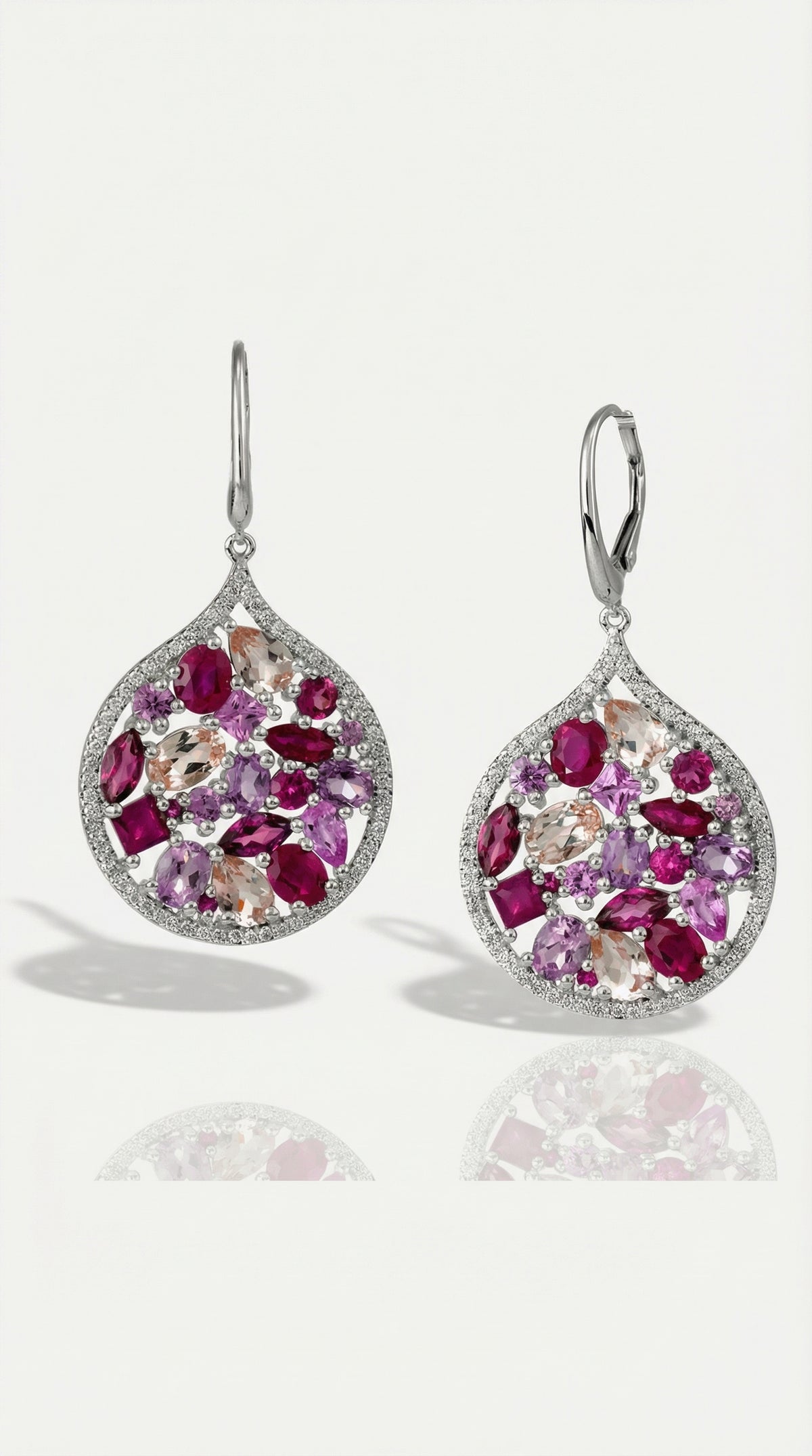 Mosaïque Éternelle Sapphire and Ruby Earrings — Levendi Jewellers