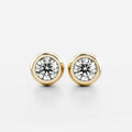 Classic Bezel Round Brilliant Cut Diamond Studs Earrings