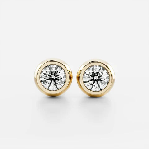 Classic Bezel Round Brilliant Cut Diamond Studs Earrings — Levendi Jewellers