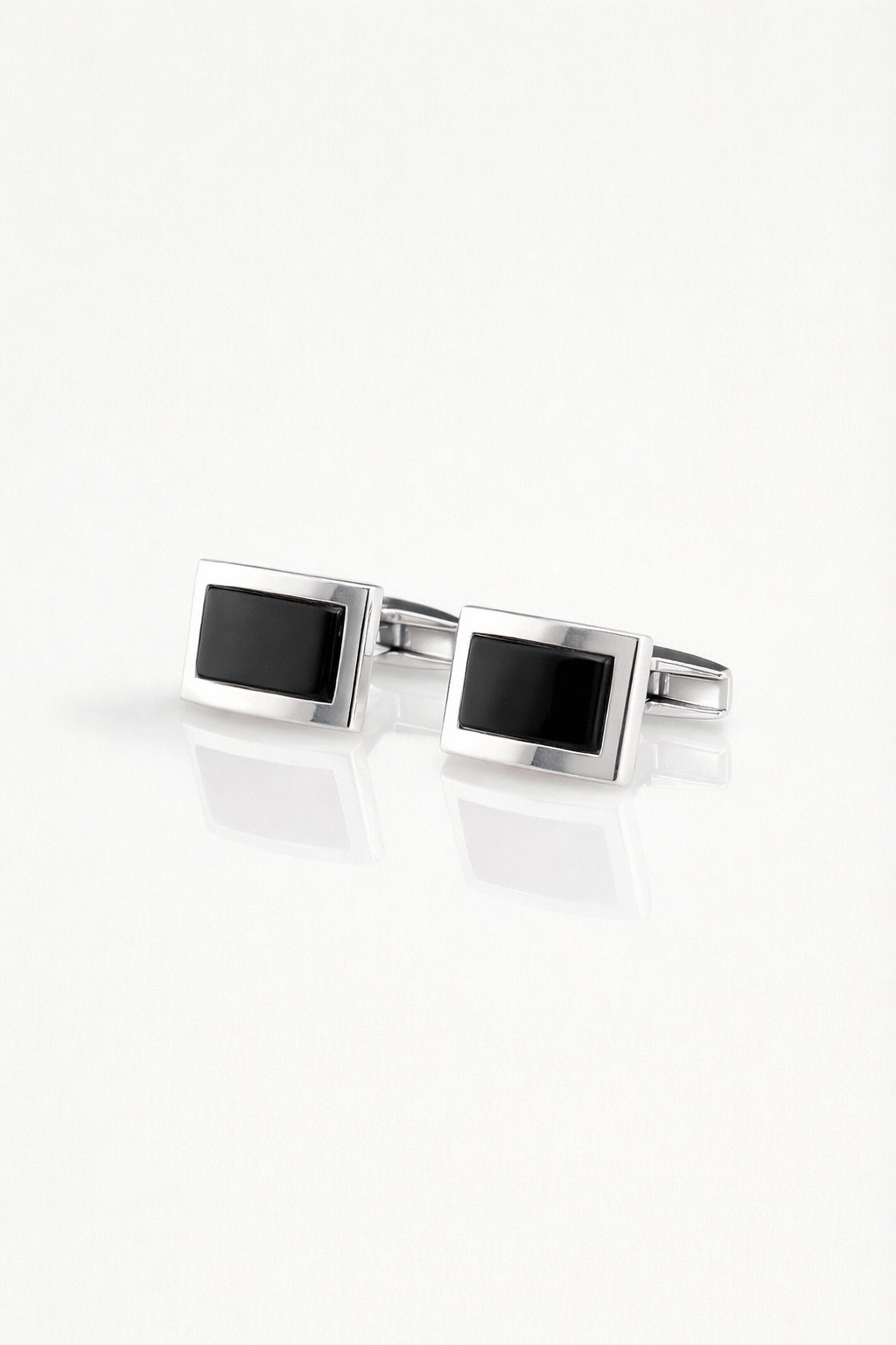 Silver Square Onyx Cufflinks