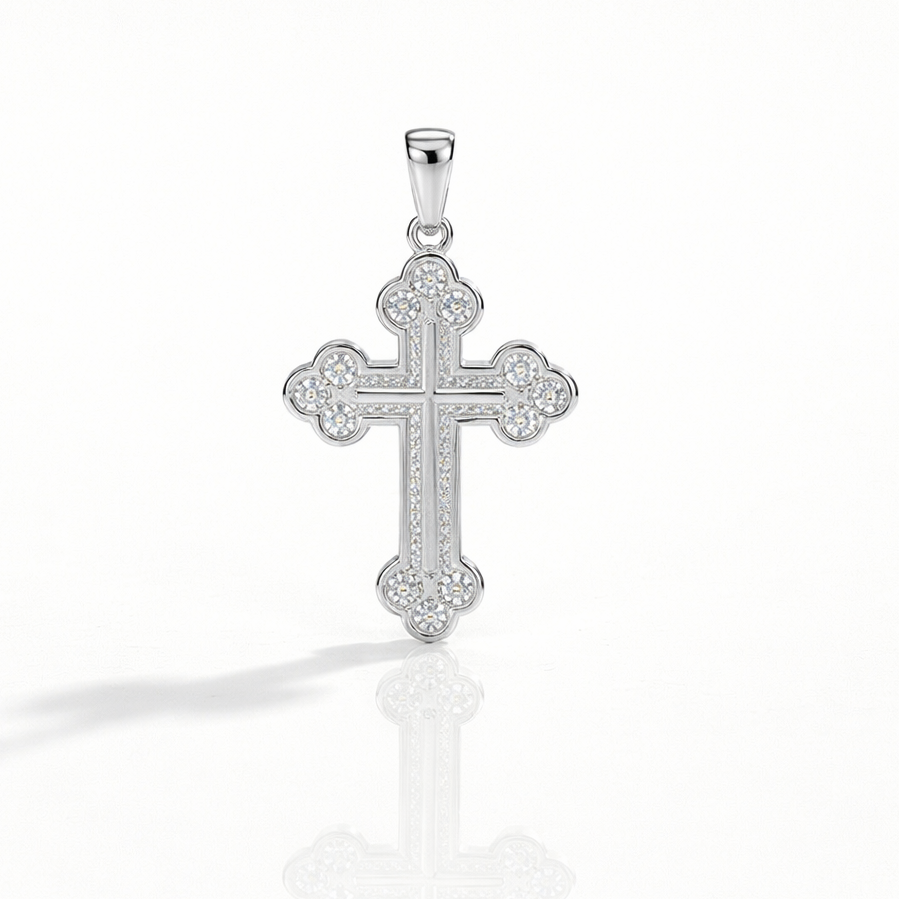 Vassilis - Orthodox White Gold Cross 12 Diamonds