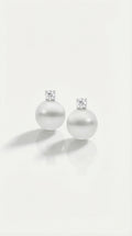 Australian South Sea Pearl - 10 mm Single Diamond Earrings