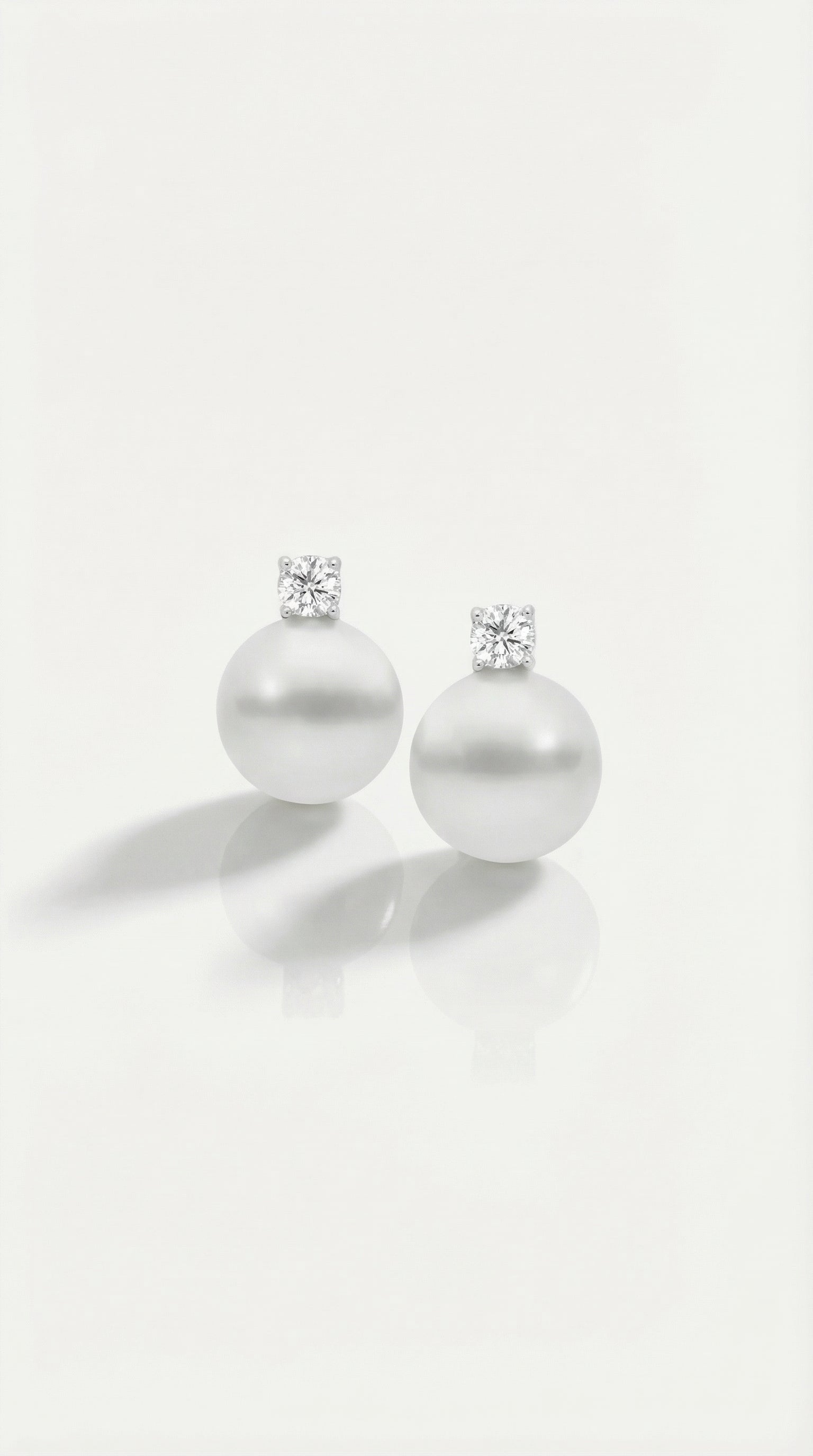 Australian South Sea Pearl - 10 mm Single Diamond Earrings