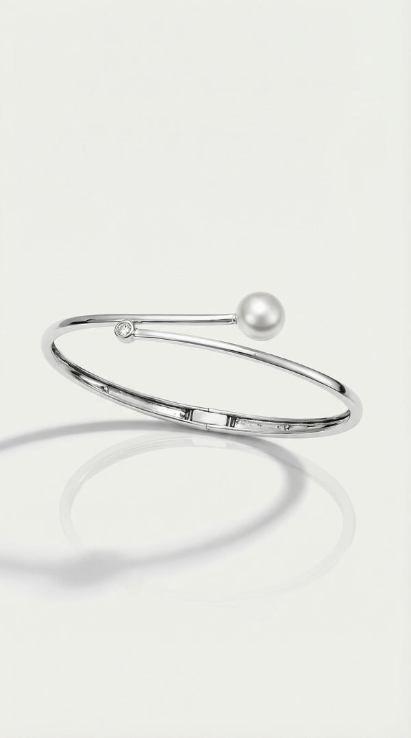 The Flow - Diamond and Pearl Bangle — Levendi Jewellers