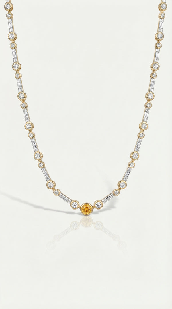 The Constantinople - Tennis Necklace Orange Diamond — Levendi Jewellers