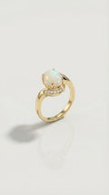 Australian Crystal Opal & Diamonds Ring
