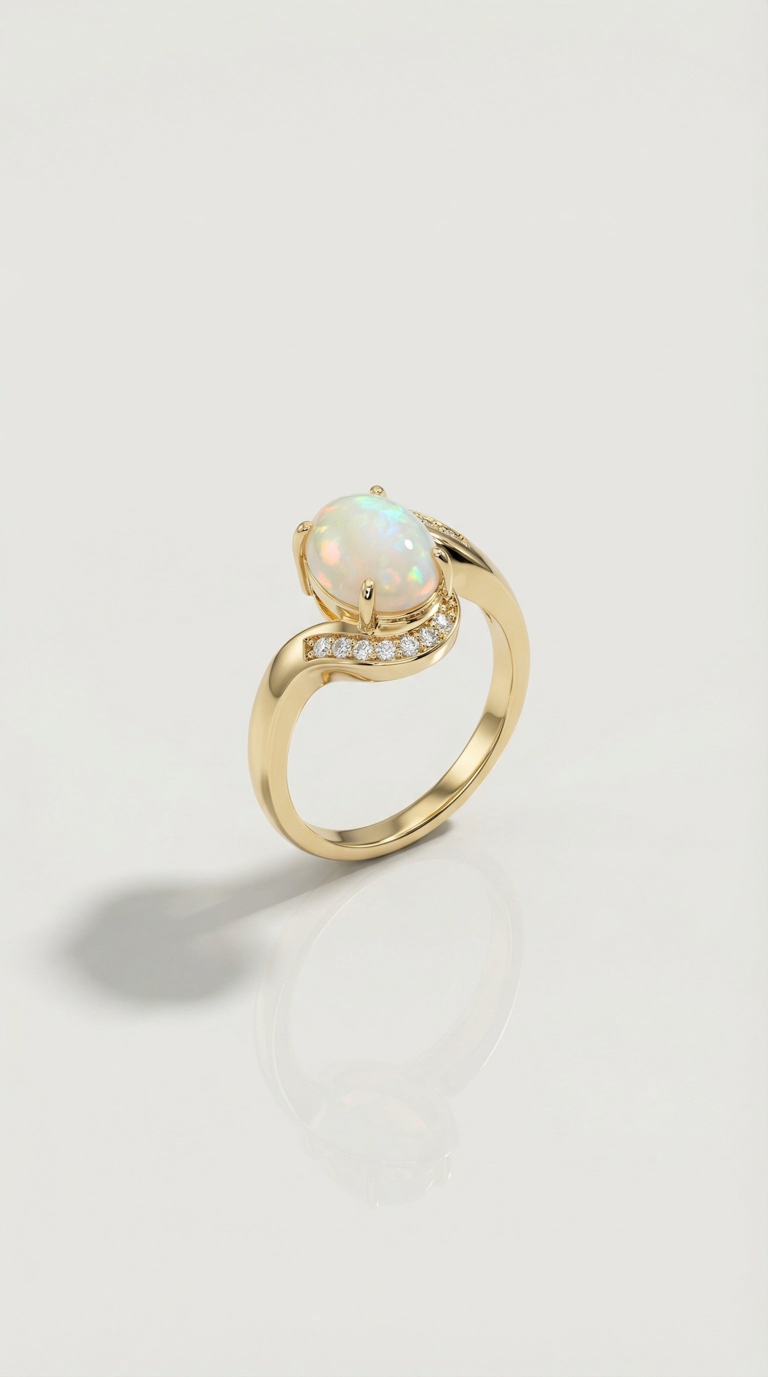Australian Crystal Opal & Diamonds Ring