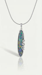 Australian Boulder Opal & Diamonds Pendant - 30.00ct — Levendi Jewellers