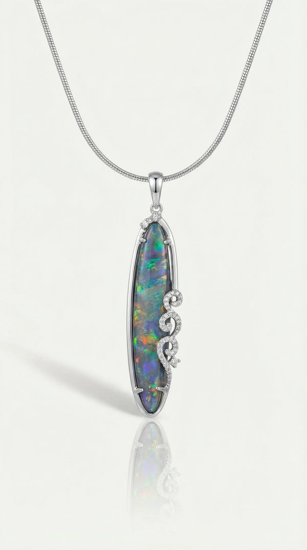 Australian Boulder Opal & Diamonds Pendant - 30.00ct — Levendi Jewellers
