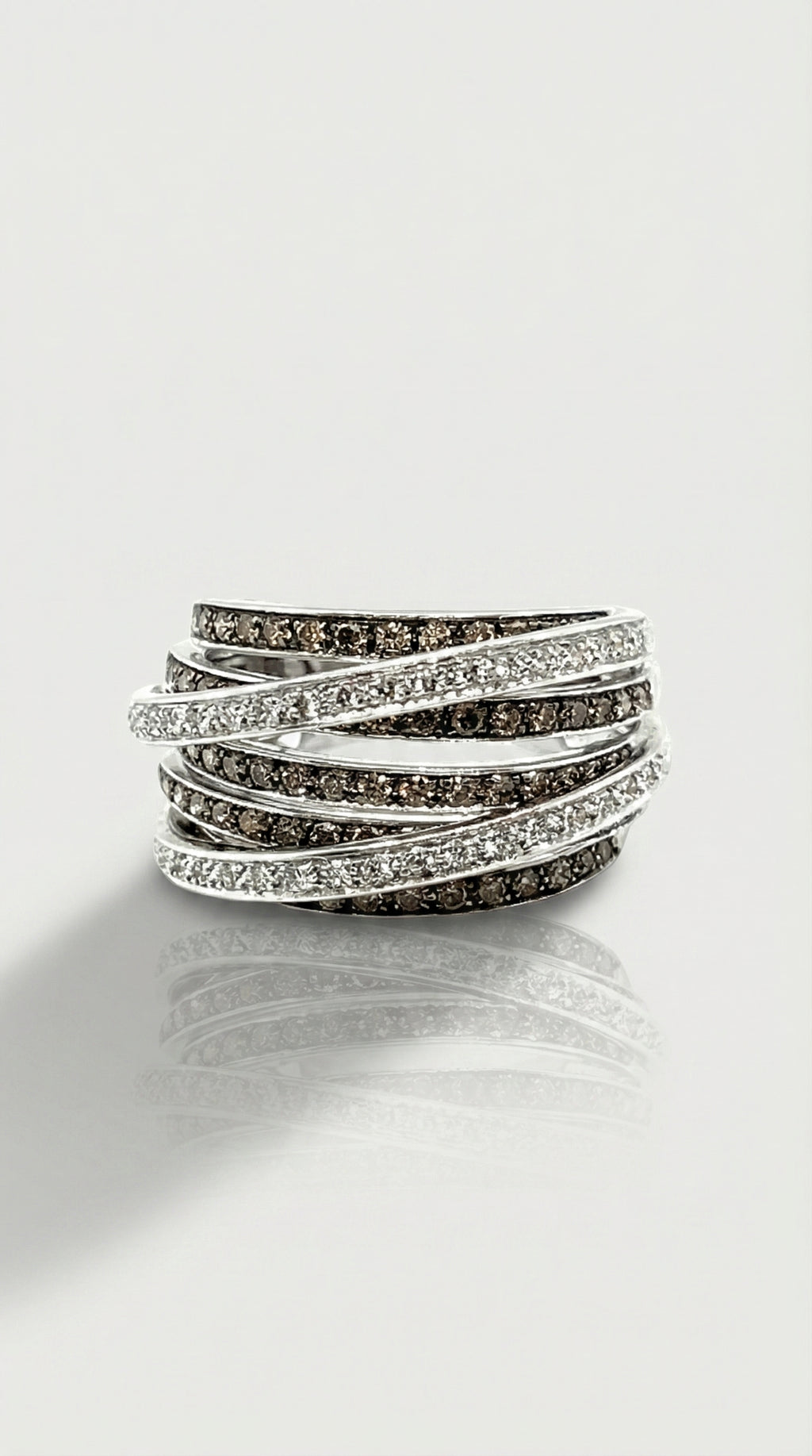 Turban White & Champagne Diamond Dress Ring — Levendi Jewellers