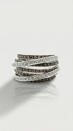 Turban White & Champagne Diamond Dress Ring — Levendi Jewellers