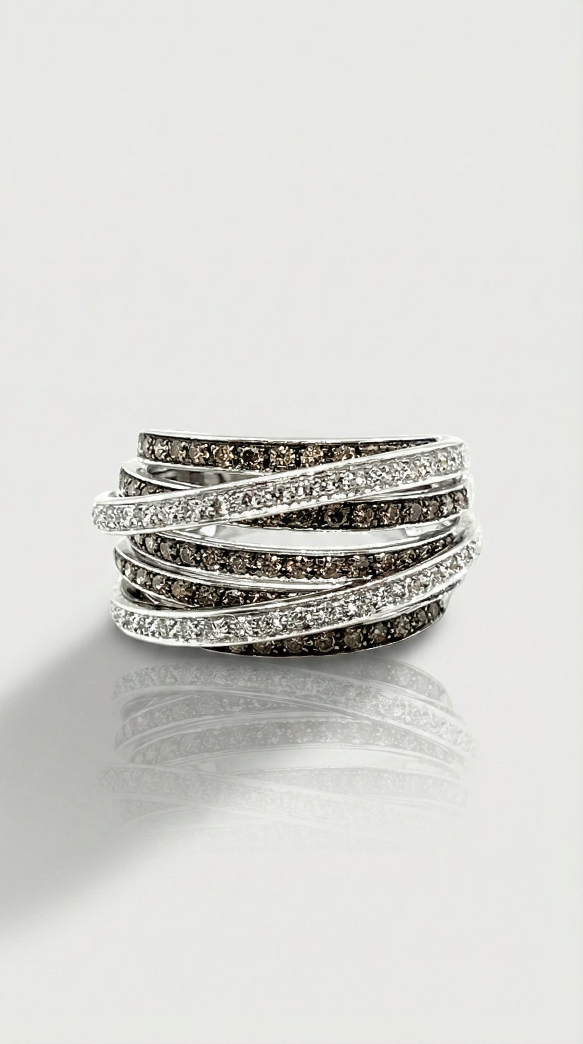 Turban White & Champagne Diamond Dress Ring — Levendi Jewellers