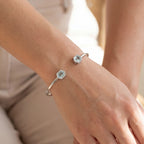 Hexagon Aquamarine Diamond Bangle, view 2 — Levendi Jewellers
