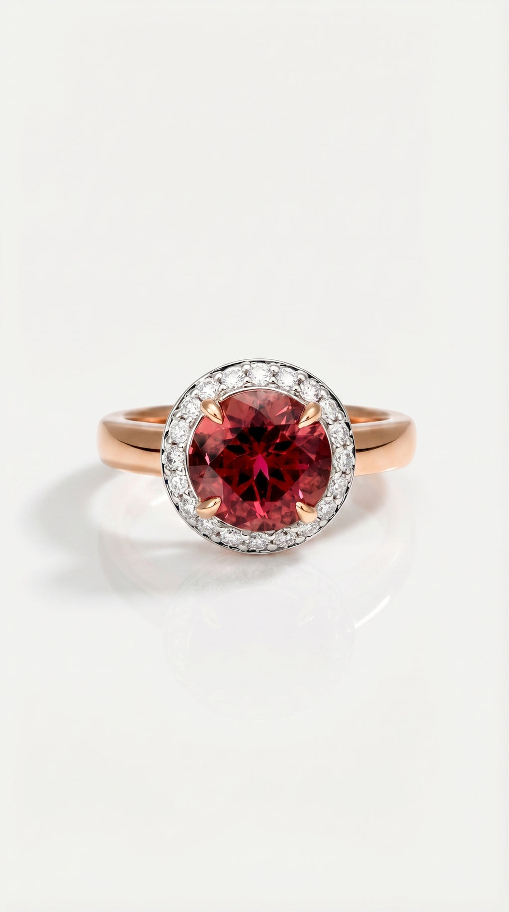 Pink Round Brilliant Tourmaline Rose Gold Ring — Levendi Jewellers