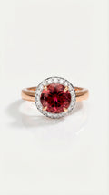 Pink Round Brilliant Tourmaline Rose Gold Ring