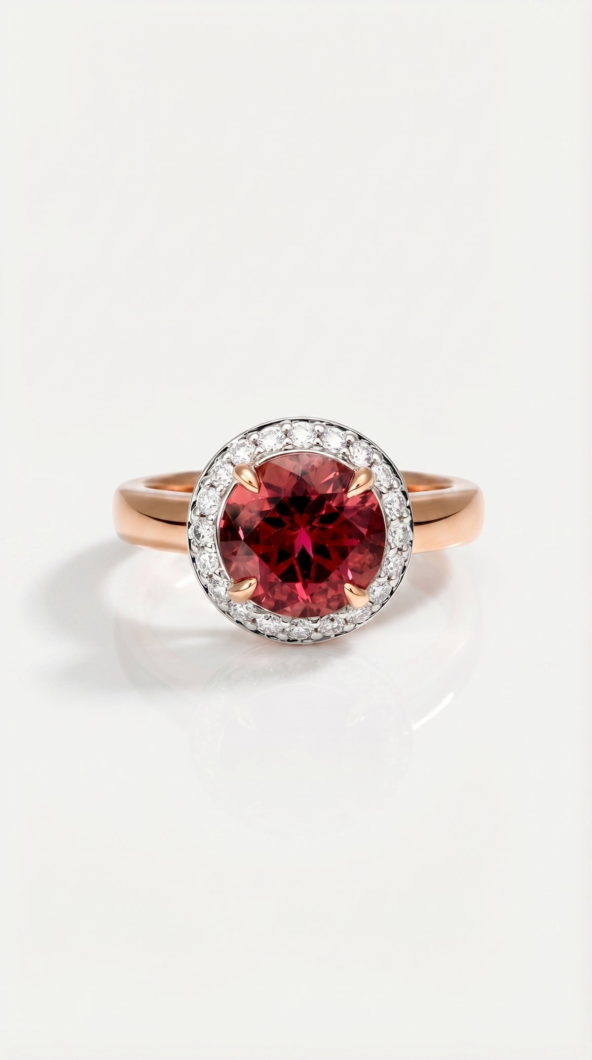 Pink Round Brilliant Tourmaline Rose Gold Ring — Levendi Jewellers