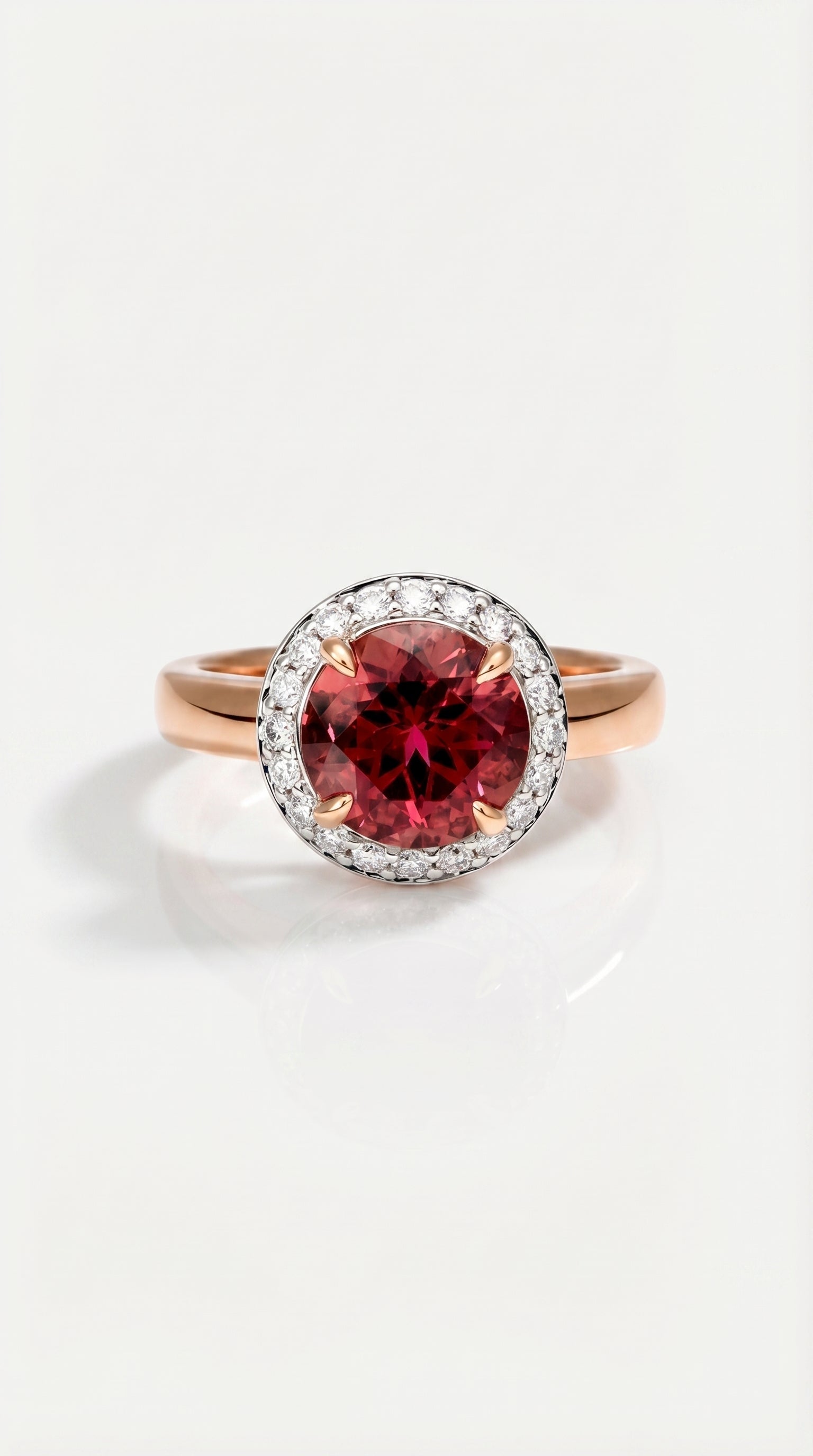 Pink Round Brilliant Tourmaline Rose Gold Ring