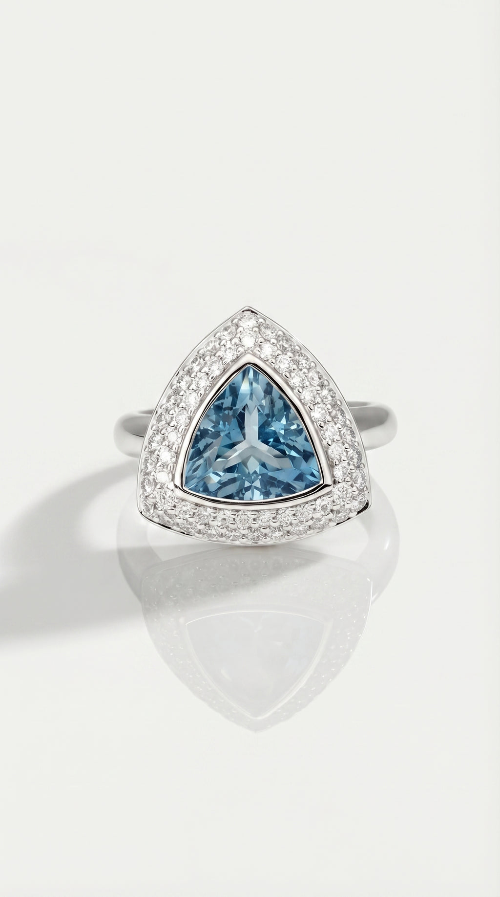 Aquamarine Trillion Cut & Diamond Dress Ring — Levendi Jewellers