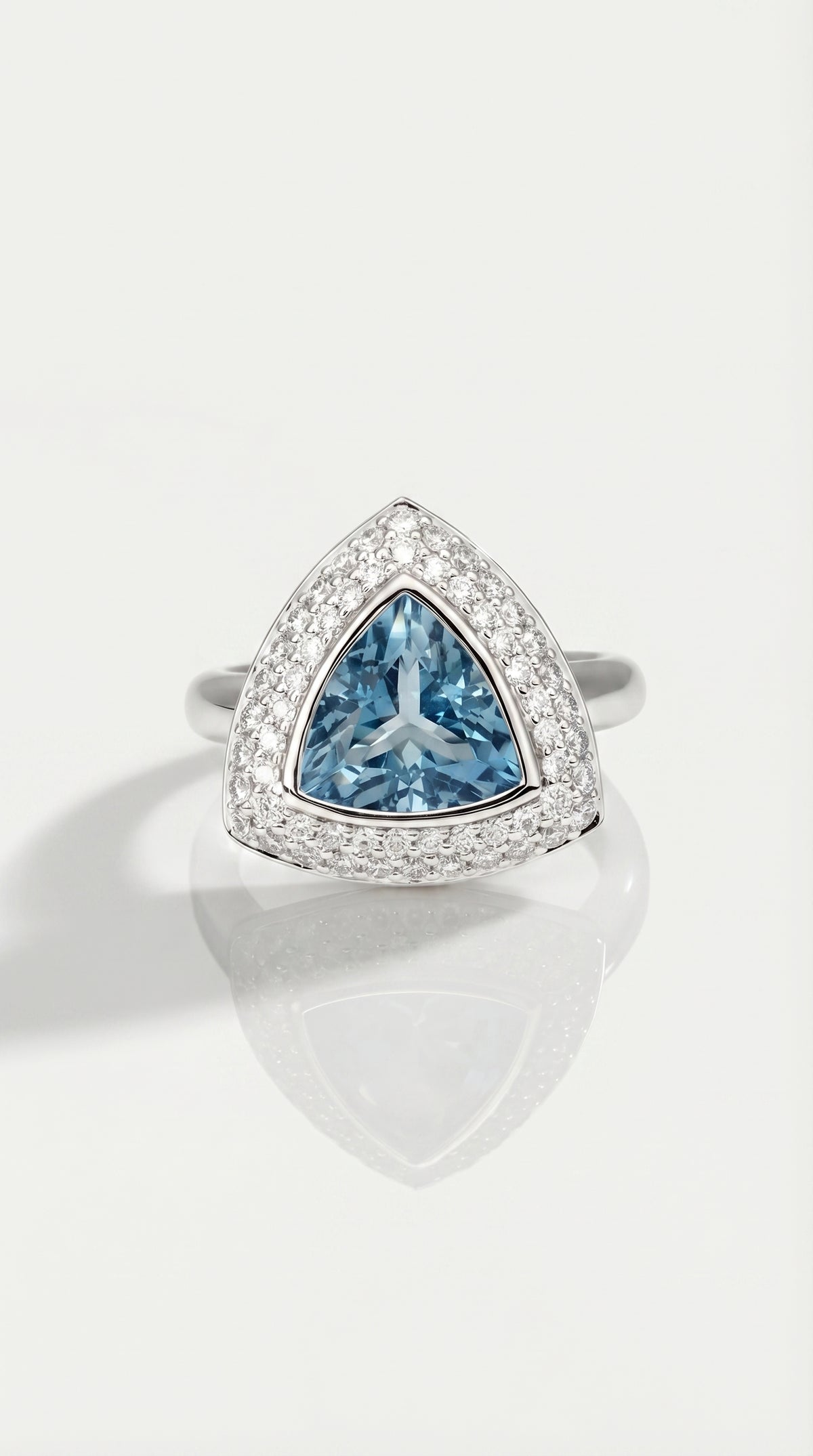 Aquamarine Trillion Cut & Diamond Dress Ring — Levendi Jewellers