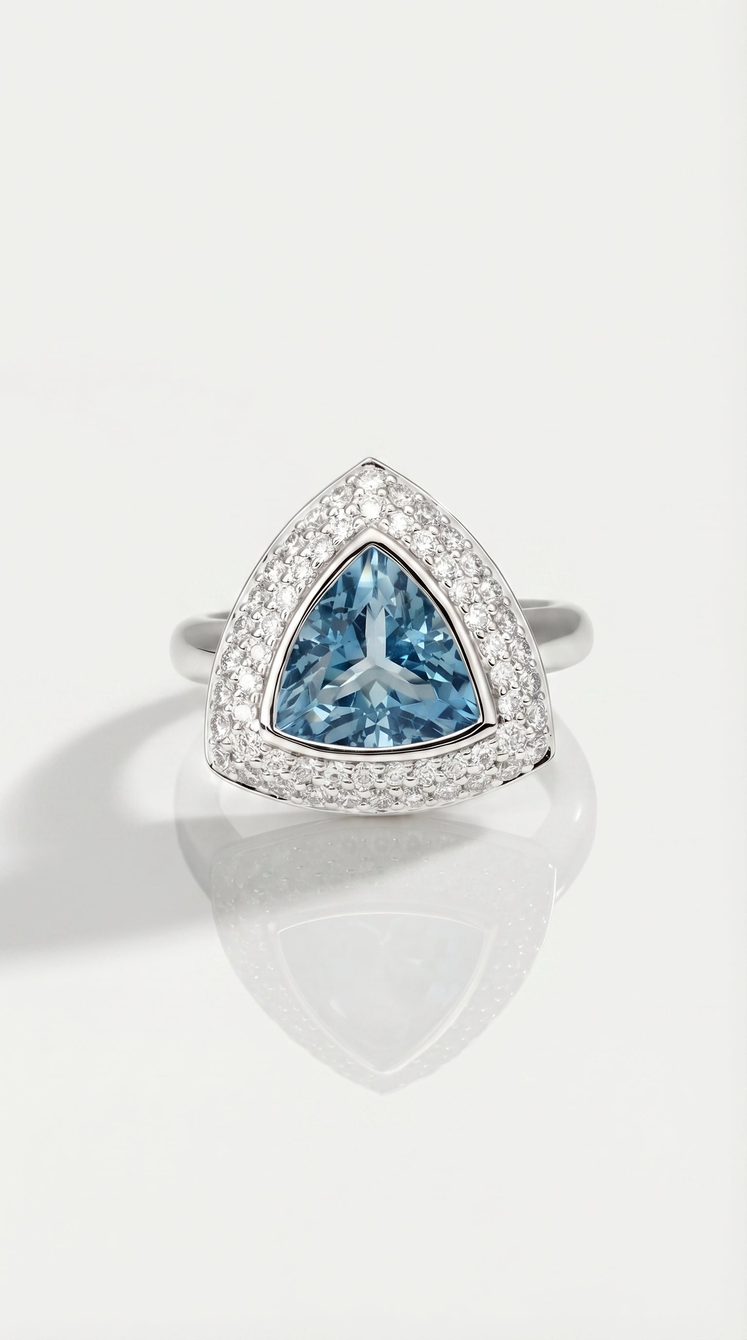 Aquamarine Trillion Cut & Diamond Dress Ring