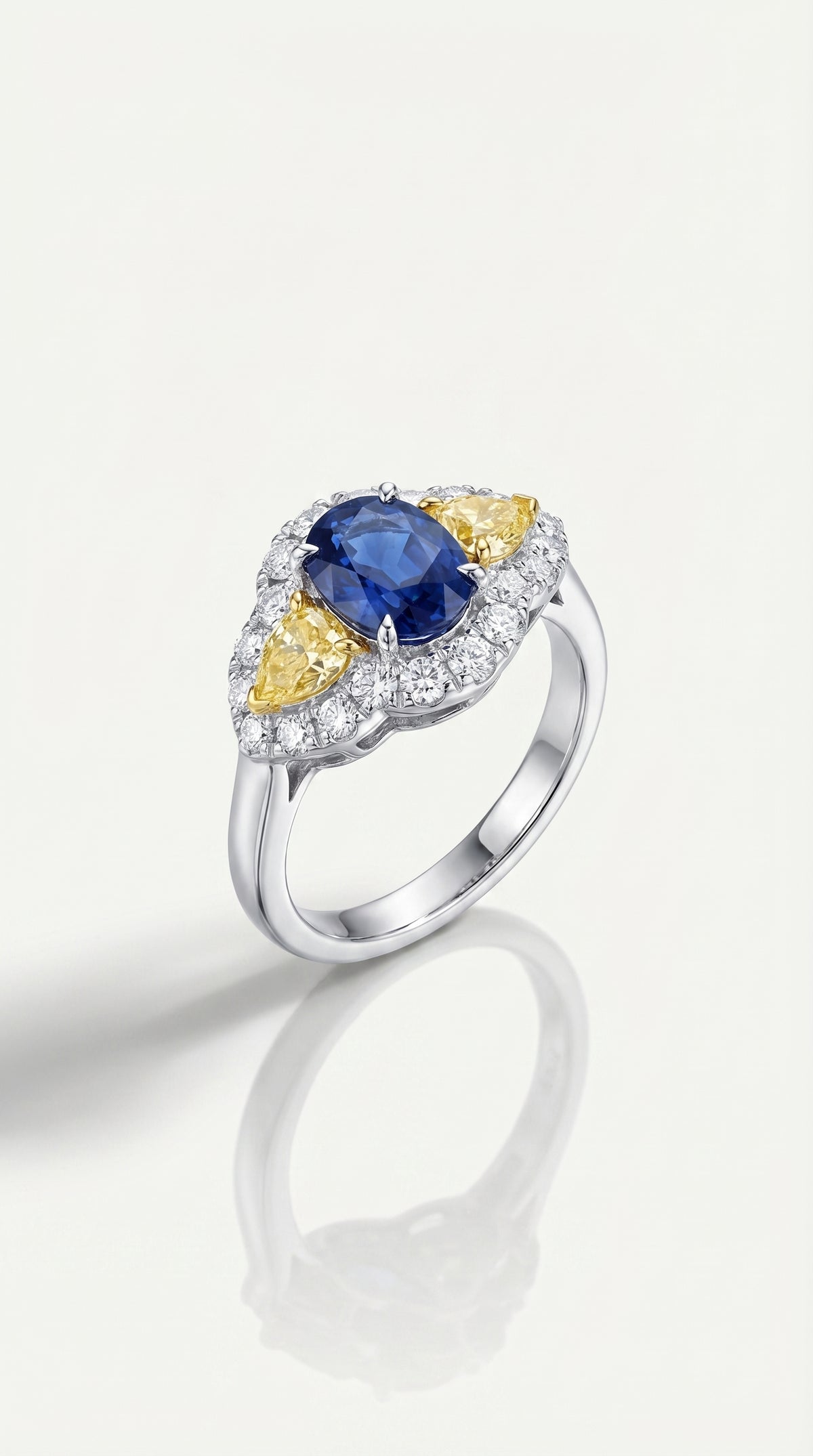 Trilogy Australian Blue Sapphire & Yellow Diamonds — Levendi Jewellers