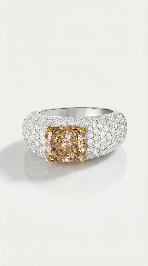 Champagne Diamond & Diamond Pave Ring — Levendi Jewellers
