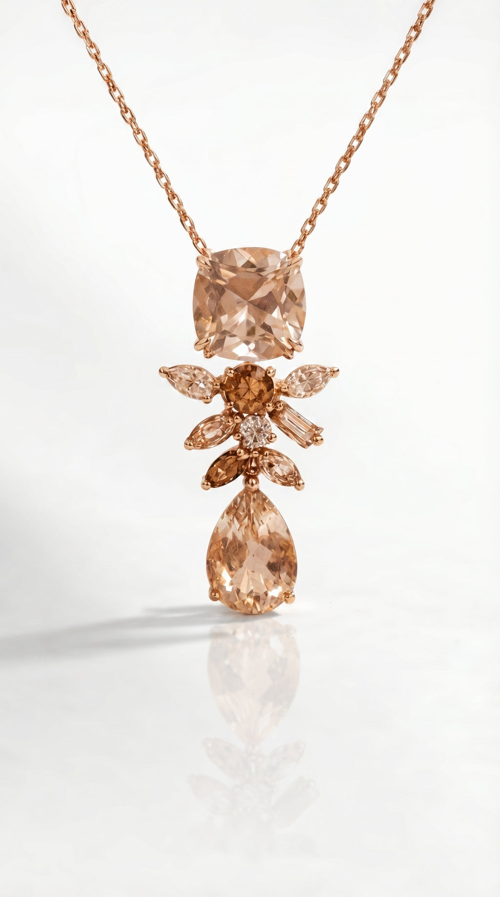 Neptune's Garden - Morganite & Champagne Diamond Pendant — Levendi Jewellers