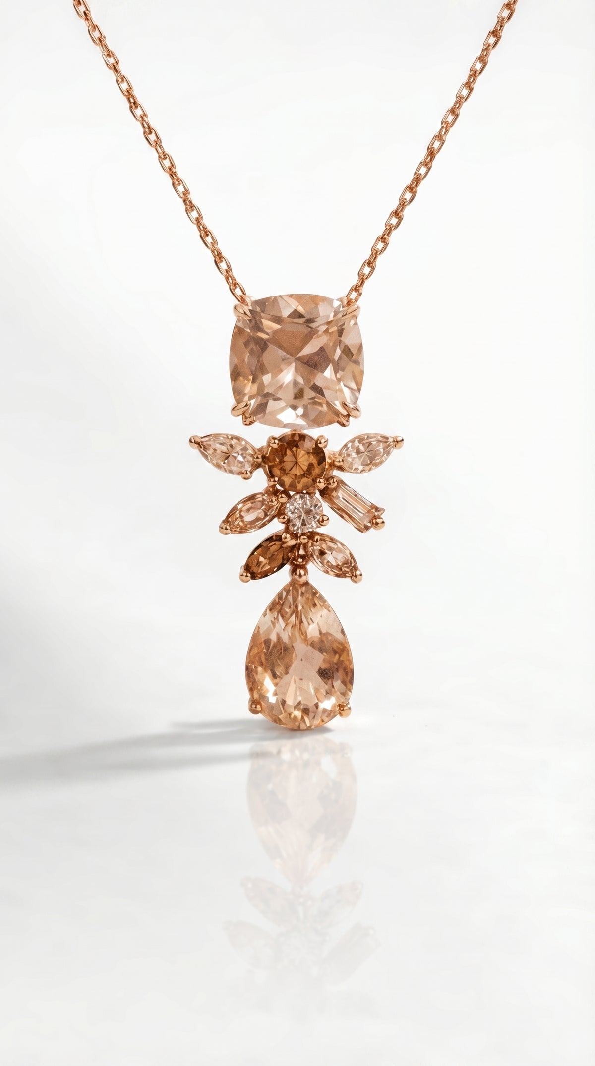 Neptune's Garden - Morganite & Champagne Diamond Pendant — Levendi Jewellers