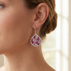 Mosaïque Éternelle Sapphire and Ruby Earrings, view 2 — Levendi Jewellers