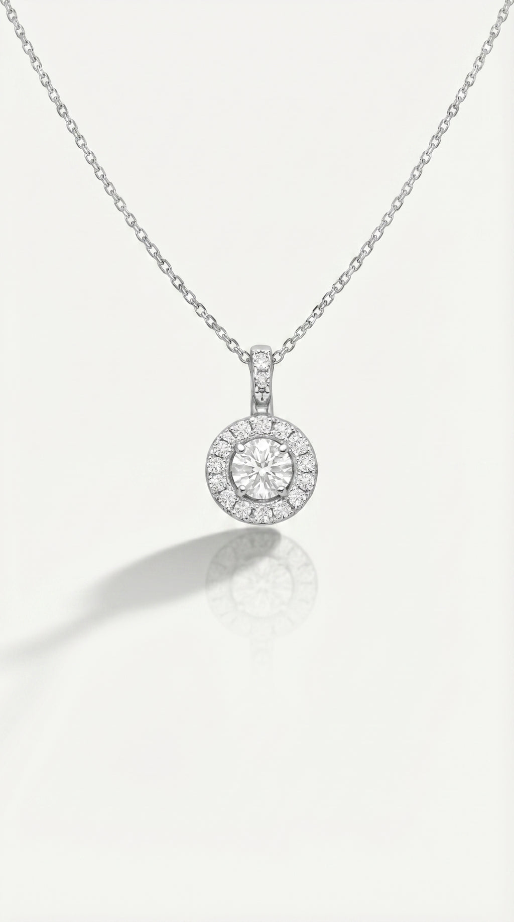 Classic - Round Brilliant Cut Halo Diamond Pendant — Levendi Jewellers