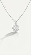 Classic - Round Brilliant Cut Halo Diamond Pendant