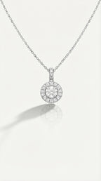 Classic - Round Brilliant Cut Halo Diamond Pendant — Levendi Jewellers