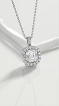 Classic - Asscher Brilliant Cut Halo Diamond Pendant