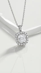 Classic - Asscher Brilliant Cut Halo Diamond Pendant — Levendi Jewellers