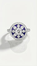 Art Deco - Enamel Diamond Ring