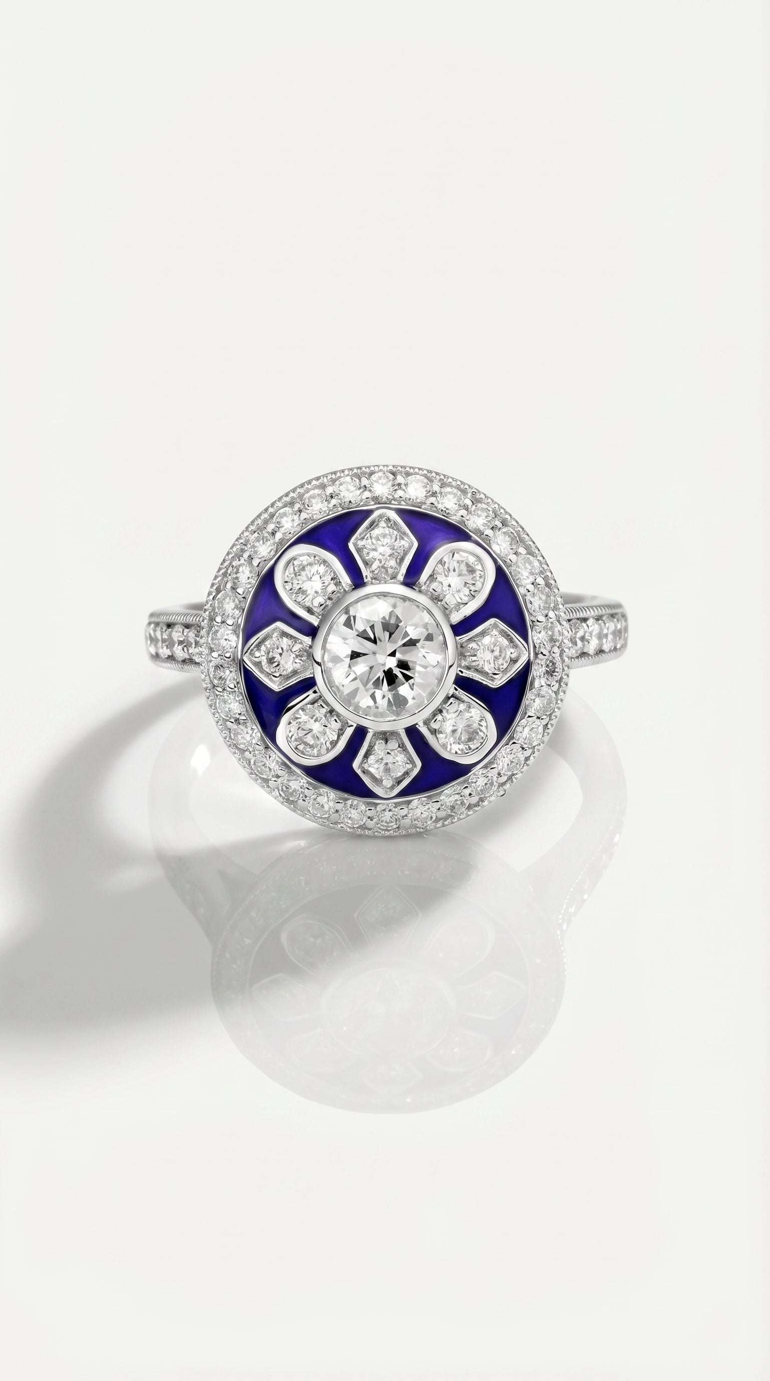 Art Deco - Enamel Diamond Ring