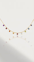 Rainbow Gemstones Drop Round Necklace