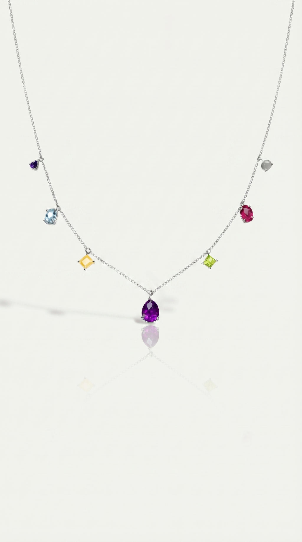 Rainbow Gemstones Drop Mixed Shape Necklace — Levendi Jewellers