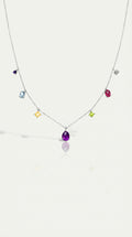 Rainbow Gemstones Drop Mixed Shape Necklace
