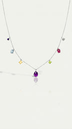 Rainbow Gemstones Drop Mixed Shape Necklace — Levendi Jewellers