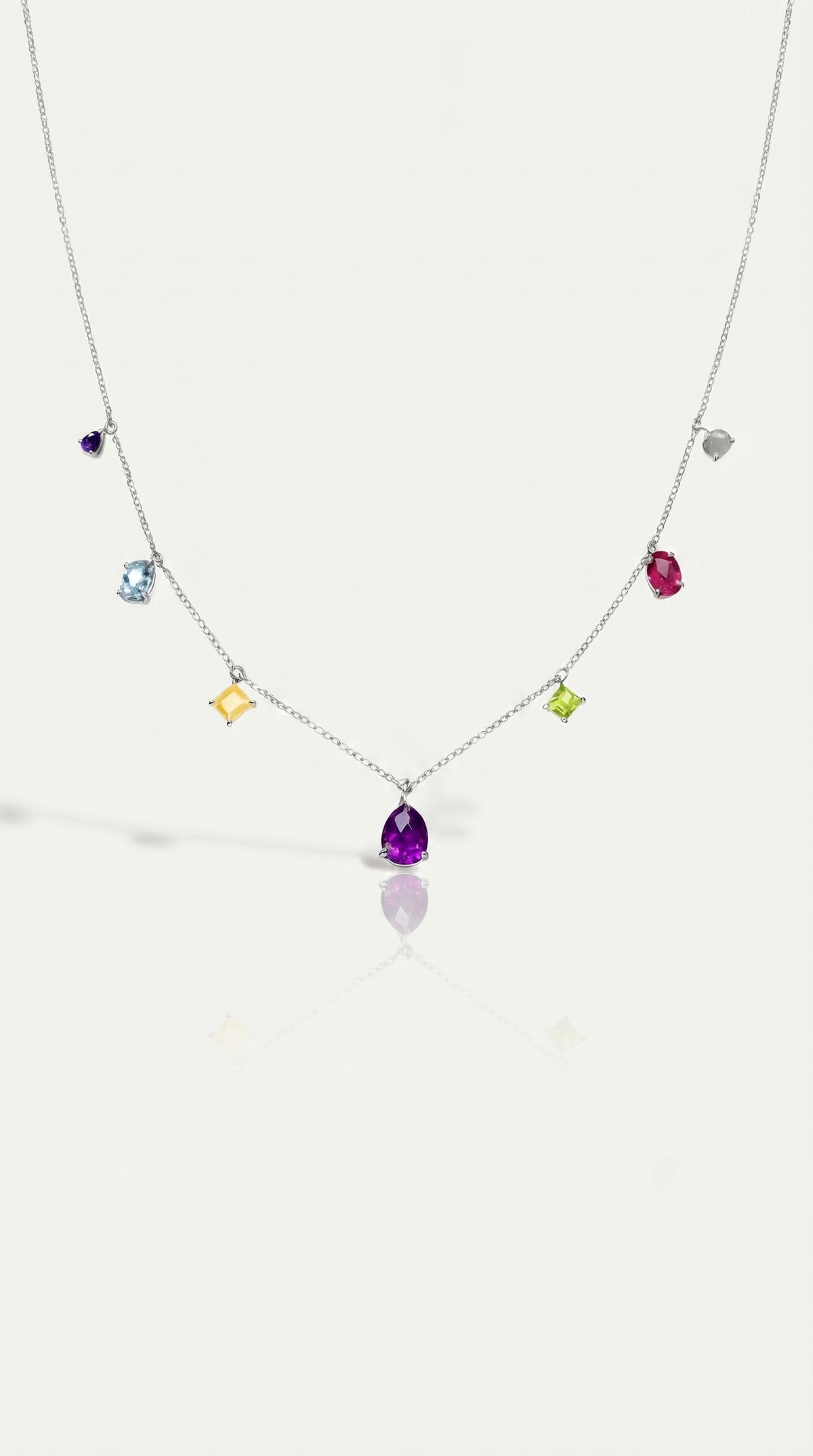 Rainbow Gemstones Drop Mixed Shape Necklace — Levendi Jewellers
