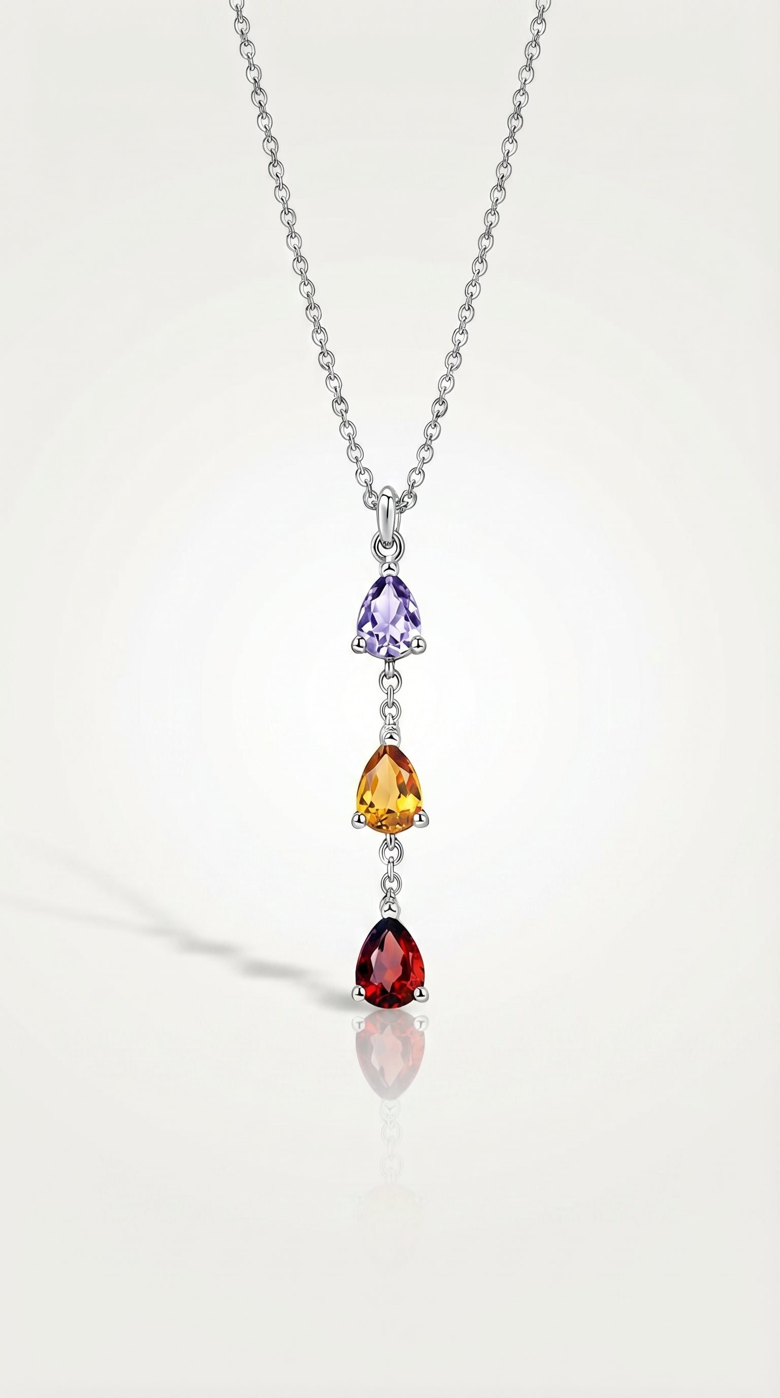 Rainbow Drop Pear Shape Necklace